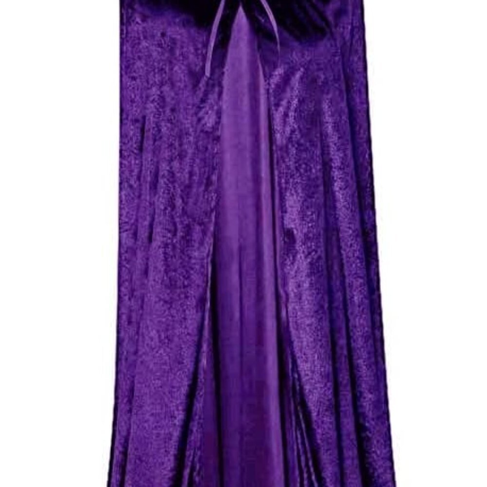 Unisex Full Length Hooded Robe Cloak Long Velvet Cape Cosplay Costume